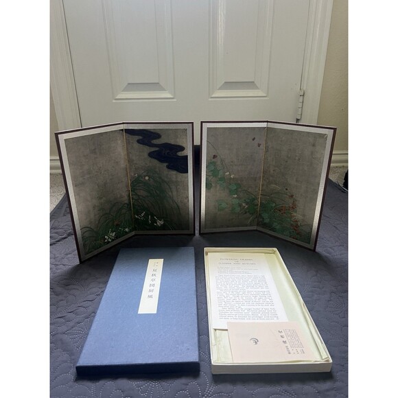 Japanese Folding Screen Byobu Screen Art Screen Summer and Autumn Grasses Print - Picture 2 of 16